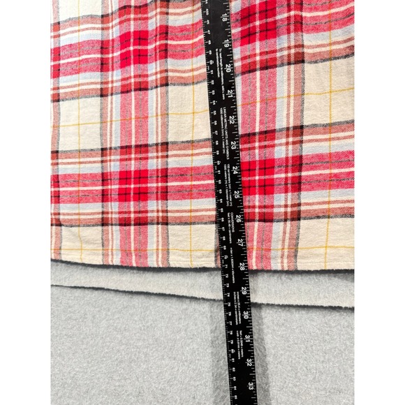 Croft & Barrow Flannel Shirt Plaid Button‎ Up Long Sleeve Red White XXL - Picture 15 of 15